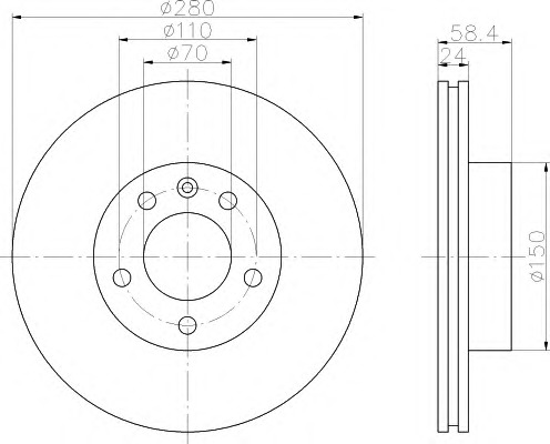 HELLA-PAGID Első féktárcsa 8DD355101-511