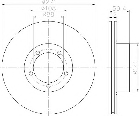 HELLA-PAGID Első féktárcsa 8DD355100-001