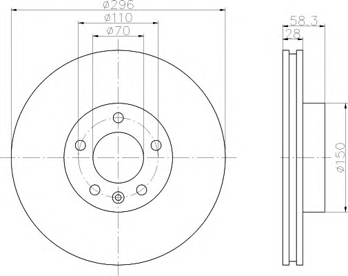 HELLA-PAGID Első féktárcsa 8DD355102-831