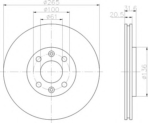 HELLA-PAGID Első féktárcsa 8DD355102-141