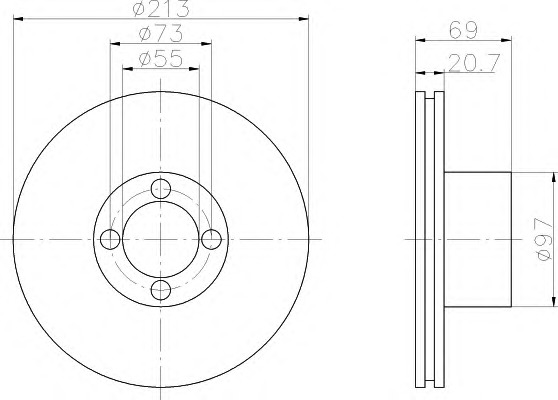 HELLA-PAGID Első féktárcsa 8DD355103-471