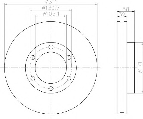 HELLA-PAGID Első féktárcsa 8DD355105-211