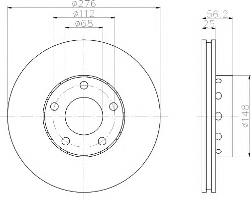 HELLA-PAGID Első féktárcsa 8DD355103-831