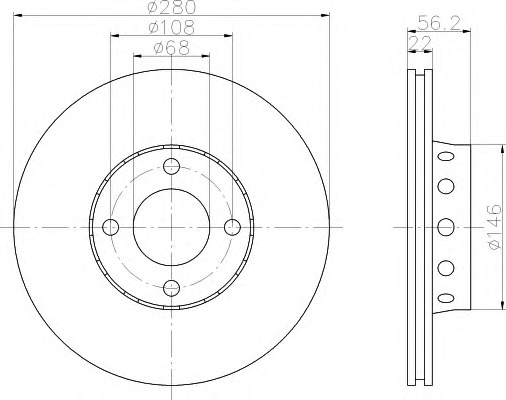 HELLA-PAGID Első féktárcsa 8DD355103-091