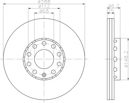 HELLA-PAGID Első féktárcsa 8DD355102-811