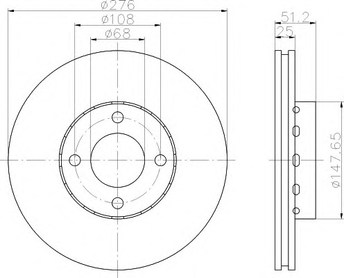 HELLA-PAGID Első féktárcsa 8DD355103-761