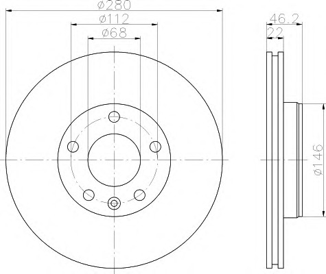 HELLA-PAGID Első féktárcsa 8DD355105-521