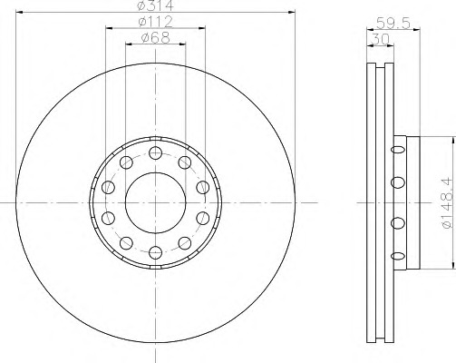 HELLA-PAGID Első féktárcsa 8DD355104-351