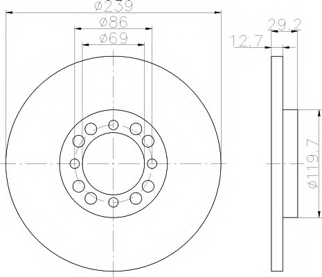 HELLA-PAGID Első féktárcsa 8DD355100-861