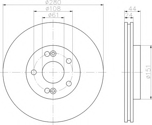 HELLA-PAGID Első féktárcsa 8DD355108-631