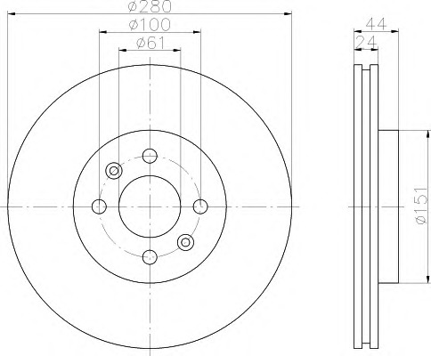 HELLA-PAGID Első féktárcsa 8DD355108-651