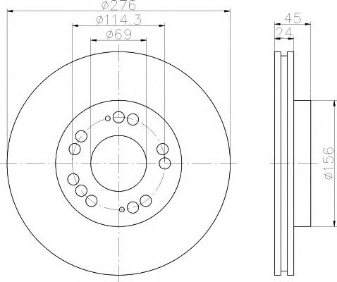 HELLA-PAGID Első féktárcsa 8DD355108-741