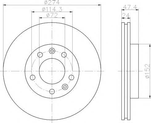 HELLA-PAGID Első féktárcsa 8DD355108-751