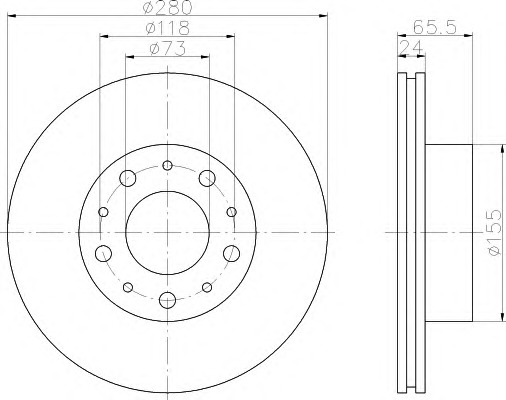 HELLA-PAGID Első féktárcsa 8DD355109-001