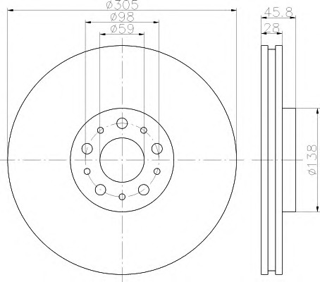 HELLA-PAGID Első féktárcsa 8DD355117-951