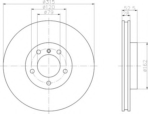 HELLA-PAGID Első féktárcsa 8DD355104-101