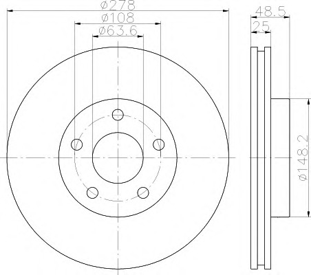 HELLA-PAGID Első féktárcsa 8DD355119-491