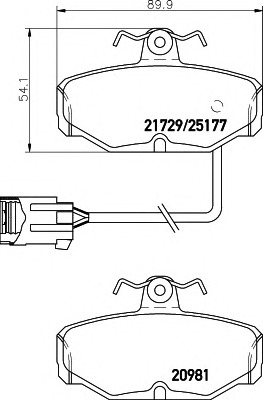 HELLA-PAGID Hátsó fékbetét 8DB355018-121