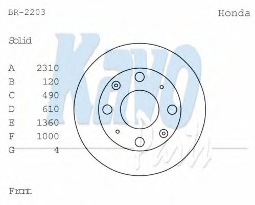 KAVO PARTS Féktárcsa, mind BR-2203_KP