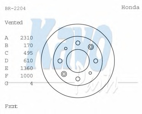 KAVO PARTS Első féktárcsa BR-2204_KP