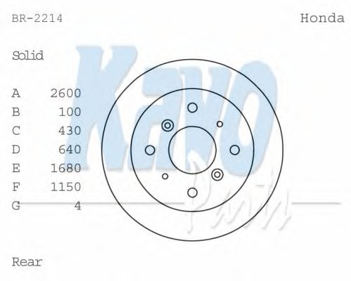 KAVO PARTS Hátsó féktárcsa BR-2214_KP