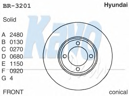 KAVO PARTS Első féktárcsa BR-3201_KP