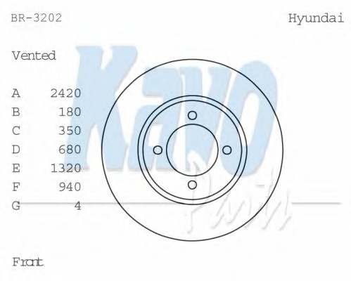 KAVO PARTS Féktárcsa, mind BR-3202_KP