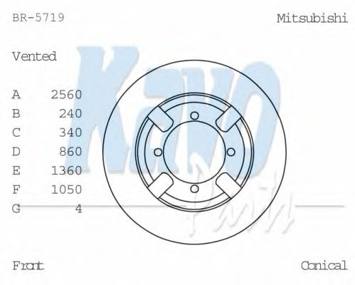 KAVO PARTS Első féktárcsa BR-5719_KP