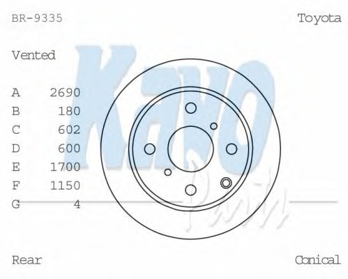 KAVO PARTS Hátsó féktárcsa BR-9335_KP