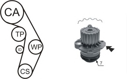 AIRTEX Vezérműszíjkészlet vízpumpával WPK-177402AIR