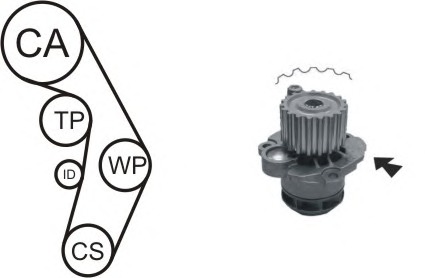 AIRTEX Vezérműszíjkészlet vízpumpával WPK-177604AIR