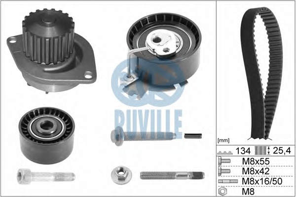 RUVILLE Vezérműszíjkészlet vízpumpával 56638701RUV