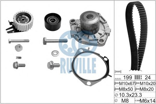 RUVILLE Vezérműszíjkészlet vízpumpával 56036711RUV