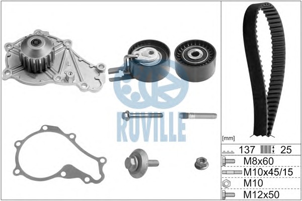 RUVILLE Vezérműszíjkészlet vízpumpával 55953721RUV