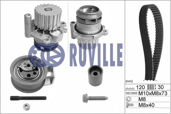 RUVILLE Vezérműszíjkészlet vízpumpával 55494701RUV