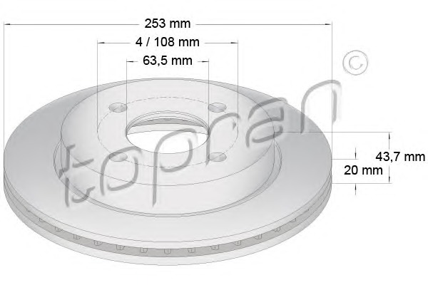 TOPRAN Hátsó féktárcsa 300267_TOP