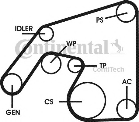 CONTITECH Hosszbordásszíj készlet 6PK2260D3_CONTI