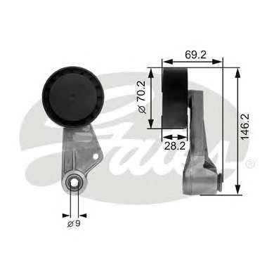 GATES Feszítőgörgő, hosszbordás szíj T38064_GATES