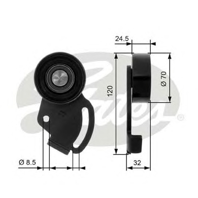 GATES Feszítőgörgő, hosszbordás szíj T38098_GATES