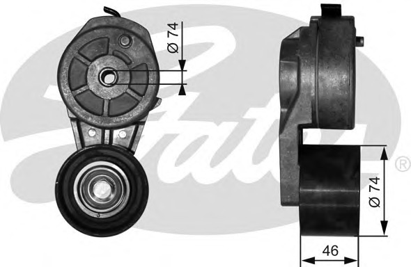 GATES Feszítőgörgő, hosszbordás szíj T38651_GATES