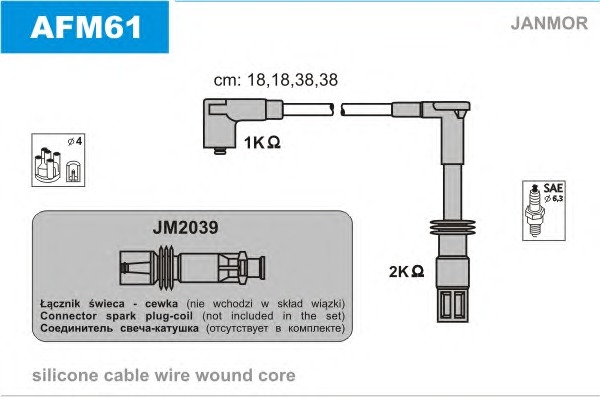 JANMOR Gyújtókábel készlet AFM61_JANMOR