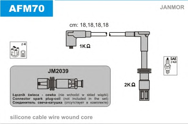 JANMOR Gyújtókábel készlet AFM70_JANMOR