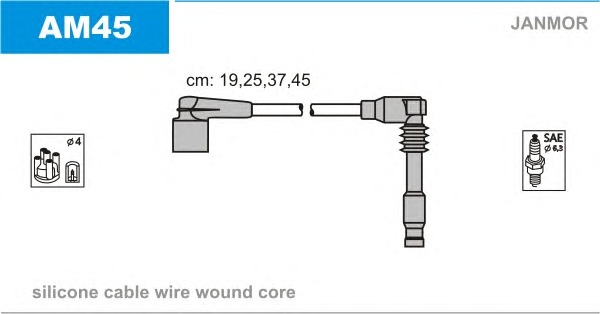 JANMOR Gyújtókábel készlet AM45_JANMOR