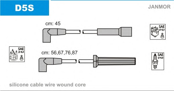 JANMOR Gyújtókábel készlet D5S_JANMOR