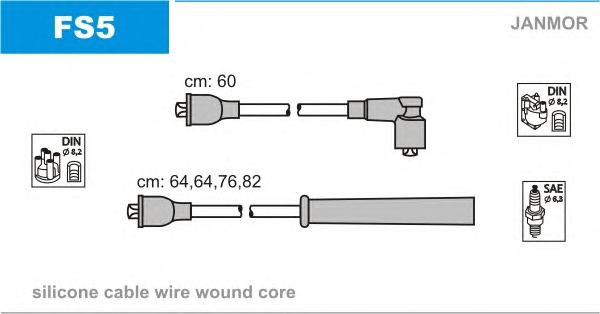 JANMOR Gyújtókábel készlet FS5_JANMOR