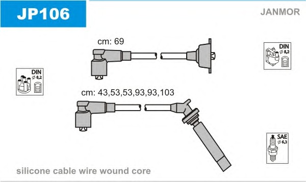JANMOR Gyújtókábel készlet JP106_JANMOR