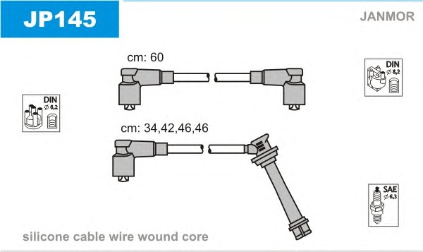 JANMOR Gyújtókábel készlet JP145_JANMOR