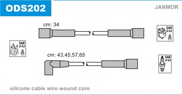 JANMOR Gyújtókábel készlet ODS202_JANMOR
