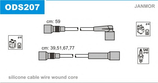 JANMOR Gyújtókábel készlet ODS207_JANMOR