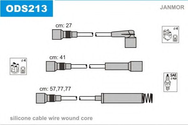 JANMOR Gyújtókábel készlet ODS213_JANMOR
